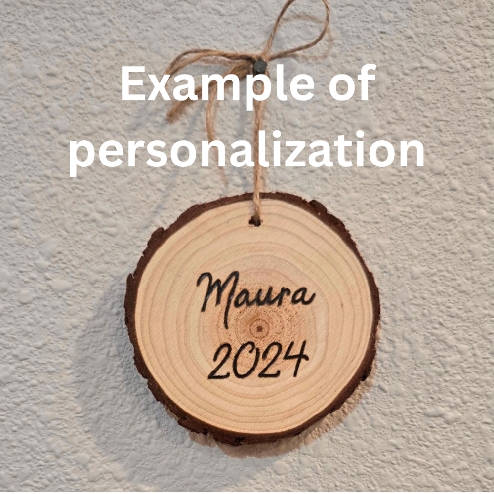 Posh Princess Wood Slice Ornament With Personalization Wood Burned On The Back - Picture 2 of 3